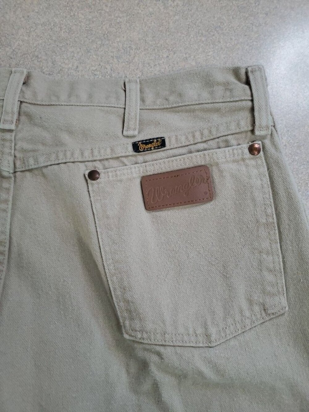 Wrangler Jeans Mens 38x34 936 USA Made Cowboy Slim Tan Beige Western 80s Vintage - Picture 4 of 12